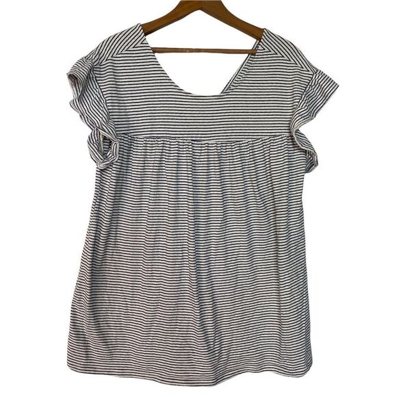 Asos Womens Striped Top Size 6 Black White Sleeveless Ruffle - Picture 1 of 5